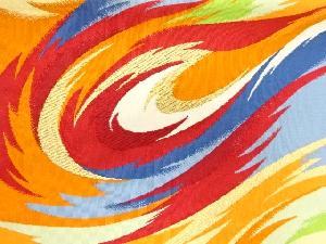 アンティーク　綴れ抽象波模様織出し名古屋帯（材料）